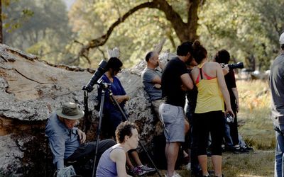 A person's hands clasped together during a relaxing pose.